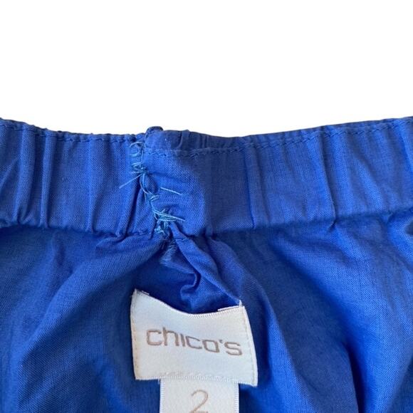 Chico's Royal Blue Off the Shoulder Top with Bell Sleeves - Size 2 Large - Picture 6 of 7